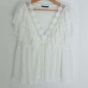 SHEIN Size 12 White Ruffle Blouse
